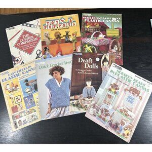 Lot 7 Leisure Arts PLASTIC CANVAS~Leaflet Pattern Nursery baskets puppets Dolls